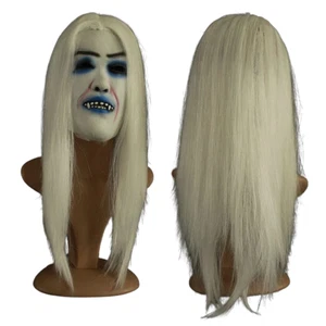 Gruselige weiße Perücke & Maske Set Halloween Grusel Geist Kostüm Cosplay - Bild 1 von 5
