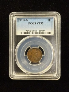 1914-S 1C Lincoln Wheat Cent PCGS VF35 #478 - Picture 1 of 6