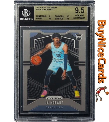 2019 Ja Morant Panini Prizm Base RC Rookie # 249 BGS 9.5 Gem Mint - Photo 1/4
