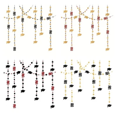 Graduation Photo Backdrop Garlabnds Features Caps Cutout Reusable Wall Hanging - Image 1 of 4