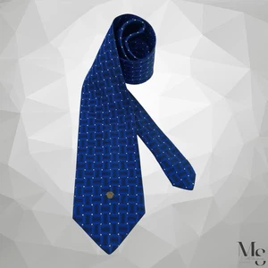 GIANNI VERSACE Blue Geometric Medusa Silk Tie Made In Italy 56”- 3.5" EX COND - Picture 1 of 6