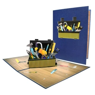 Universal Pop-Up Card 3D Tool Box Greeting Cards for Dad Husband Fathers Day - Image 1 of 4
