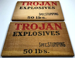 2 Trojan Explosives Unused Wood Box ENDS ONLY Special Stumping 50 lbs. - set one - Picture 1 of 3