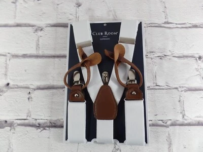 Nuevos Tirantes de Diseñador para Hombres Cuero Marrón Blanco Botón o Cierre Ajustable Foto 1 de 4