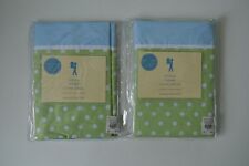 2 Pottery Barn Kids Stella Pillow Sham Standard Green Blue White Dots New