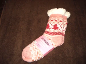 Urlaub 1 Paar Sherpa Socken rosa rot weiß Größe 9-11 neu rutschfest! - Bild 1 von 4