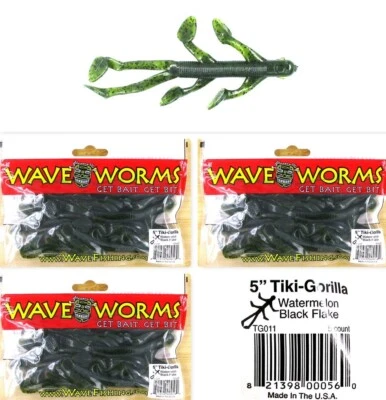 (3) Paquetes sin abrir Onda Plástico 5" Tiki-Gorilla Sandía Escama Negra Nuevo Foto 1 de 4