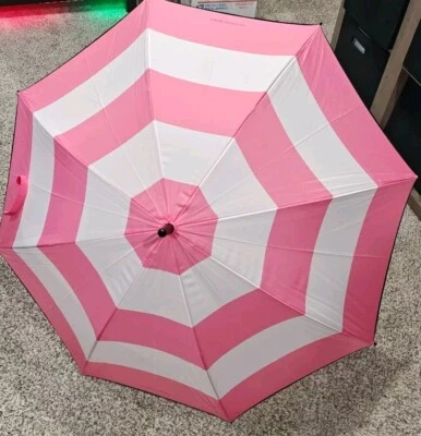 Paraguas Victoria's Secret Sombrilla Icónica Firma Rosa Blanco Negro Rayas Nuevo Foto 1 de 4