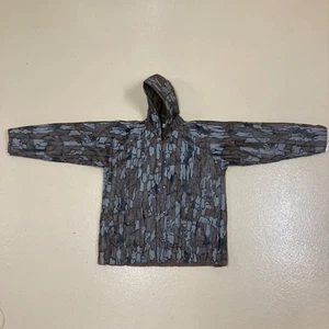 Vintage Original Trebark Camo Hooded Quilted PVC Raincoat Sz. XL 90's - Picture 1 of 23