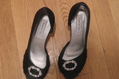 Zapatos de vestir formales de tacón alto TOUCH UPS para mujer talla 7 1/2 W negro satinado Foto 1 de 4