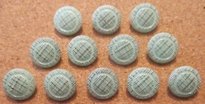 12- Czech Glass Silver Beaded Design on Sea Green Round Buttons #119 - 16.84mm - Picture 1 of 3