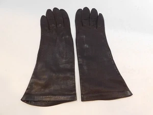 GRANDOE LADIES BROWN LEATHER DRESS GLOVES SILK LINING SIZE 6 MADE IN ITALY - Picture 1 of 4