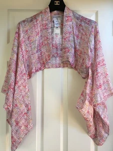 Chanel 05C VINTAGE NEW TAGS PINK ECRU Multicolor CC logo Jacket Kimono FR38-FR40 - Picture 1 of 10