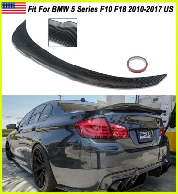 For 2011-2016 BMW F10 528i 535i 535d 550i M5 Carbon Color Highkick Trunk Spoiler - Image 1 of 4