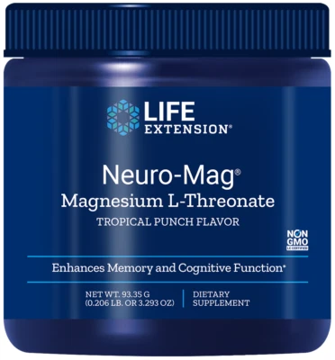 Polvo de L-treonato de magnesio Life Extension Neuro-Mag® - sabor punzón tropical Foto 1 de 2