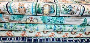 FOREST FRIENDS Woodland Animals by 3 Wishes Cotton Fabric, YARD Bundle of (5) - Picture 1 of 11