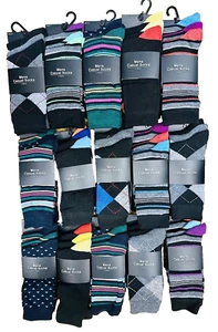 48 pares de calcetines informales de diseño de trabajo para hombre traje inteligente mezcla de algodón talla 6-11 - Imagen 1 de 1