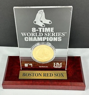 Boston Red Sox 8X Campeones Serie Mundial Moneda de Oro Grabada Acrílico Exhibición  Foto 1 de 4