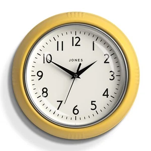 Jones® - Ketchup Wall Clock - Yellow Round & Silver Bezel - 25cm Arabic Dial - Picture 1 of 5