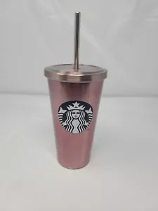 Starbucks Rose Gold Pink Metallic Edelstahl 16oz Cold Cup Tumbler - Bild 1 von 10