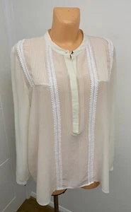 Ladies cream crochet trim casual summer long top / shirt / blouse size UK 18-20 - Picture 1 of 11
