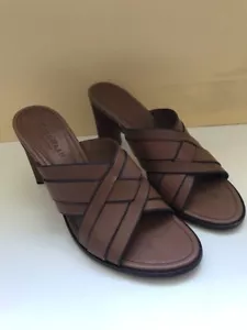 ColeHaan Country Sandals size 8 1/2 AA Brown Leather Heeled Shoes - Picture 1 of 4