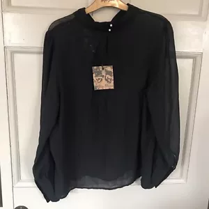 spin Doctor 2xl chiffon black top blouse embroidered skull goth Bnwt New - Picture 1 of 4