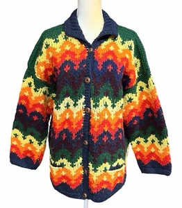 Vintage 100% Wool Cardigan Sweater Artesanies Imbacocha Size L ? Ecuador **READ - Picture 1 of 9