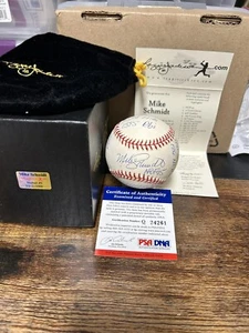 MIKE SCHMIDT BASEBALL SIGNED AUTOGRAPH STAT AUTO BALL HIGH PSA GRADE - Picture 1 of 3