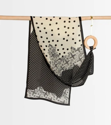 55"X13" Polka Dots Print Pure Mulberry Crepe Silk Long Scarf(140cmX35cm) - Image 1 of 4