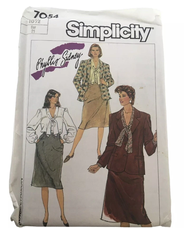 Simplicity Sewing Pattern 7054 Skirt Jacket Work Career Phyllis Sidney 24.5 UC - Image 1 of 2