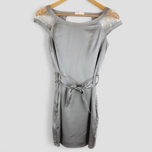 SASS & BIDE Grey Silk Pencil Dress Cap Sleeve Tie at Waist, Size 36/8 - Party - Picture 1 of 8