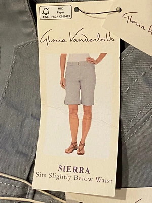 Pantalones Cortos Gloria Vanderbilt Sierra Frente Plano Para Mujer Elastizados Sarga Cinturón Foto 1 de 4