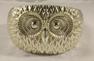 Eule Manschette Armreif Armband GOLD Kunststoff 8" - Bild 1 von 6