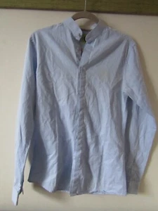 Men's Noose & Monkey Blue Long Sleeve Grandad Collar Shirt UK Size S - Picture 1 of 3