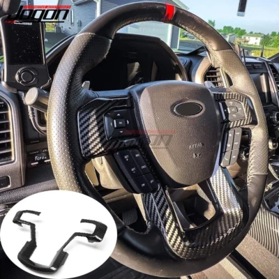 Cubierta de volante de carbono real para Ford F150 F-150 F250 F350 F550 Raptor 15-20 Foto 1 de 4