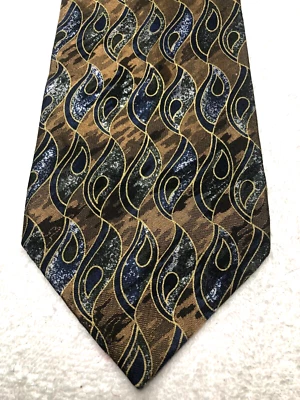 LOUIS ROTH CORBATA HOMBRE MARRÓN AZUL NEGRO ORO 4 X 59 Foto 1 de 4