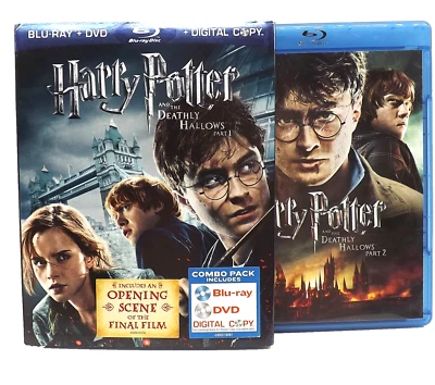 Harry Potter & the Deathly Hallows Part 1 & Part 2 Movie Blu Ray Disc Set - Image 1 of 4