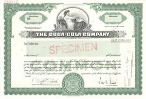 Coca-Cola Co. - Specimen Stock Certificate - Famous Soda Company - Specimen Stoc - Foto 1 di 1