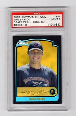 2003 Bowman Chrome Draft Picks Gold Refractor #54 Matt Chico [34/50] PSA 9 - Image 1 of 2