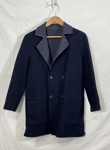 Massimo Dutti Navy Blue Reversible Wool Blend Coat Jacket Women's Size Small S - Picture 1 of 12