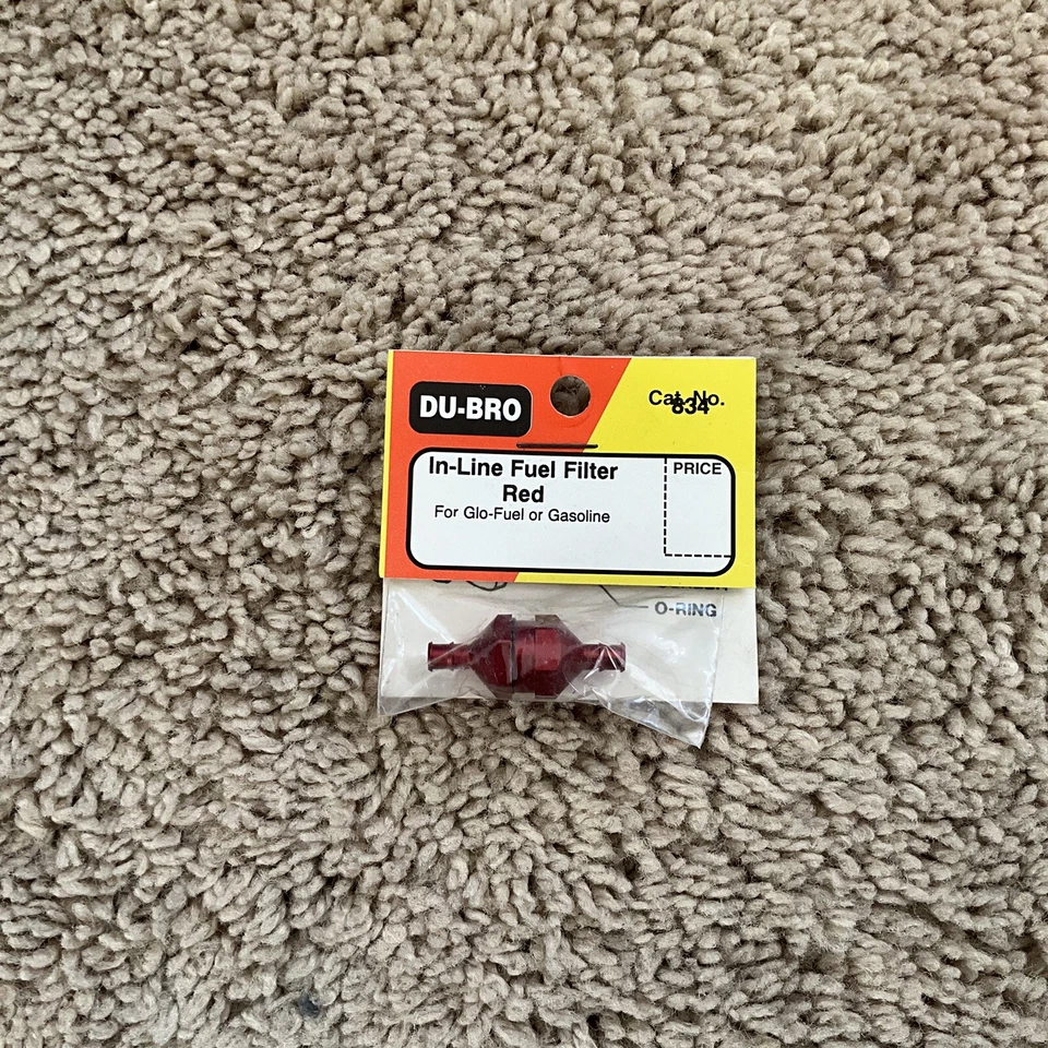 Du-Bro #834 In-Line Fuel Filter With Plug (Red) New - Image 1 of 1