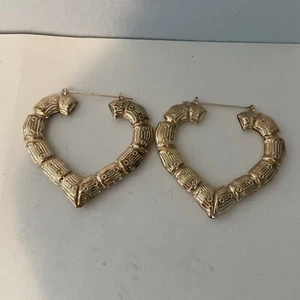 Goldfarbene Creolen - übertriebener Luxus hohler großer Ohrring Schmuck 2,25 Zoll - Bild 1 von 3