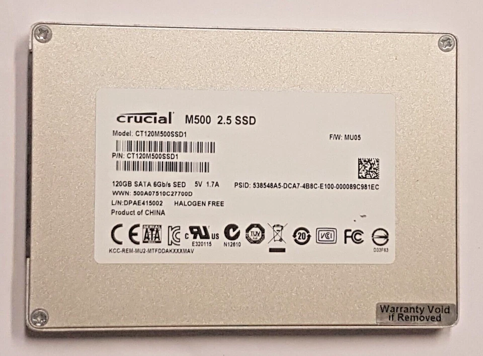 120 GB Sata-Iii Crucial M500 CT120M500SSD1 Sed MLC SSD 2,5 " Internal Hard Drive - Image 1 of 1