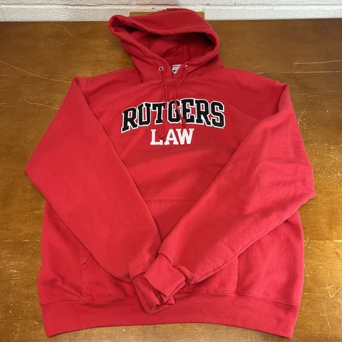 Rutgers Scarlet Knights Hoodie Mens Large Red Pullover Fleece Champion Law Cover