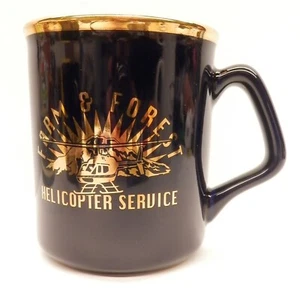 Taza de café de servicio de helicóptero agrícola y forestal negra/dorada AG servicio de pesticidas - Imagen 1 de 4