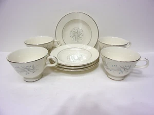 4er Set Homer Laughlin Celeste Muster Tasse und Untertasse - Bild 1 von 1