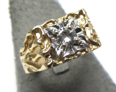 Precioso anillo de oro de 14k y diamantes para hombre talla 12 estilo pepita HACER OFERTA Foto 1 de 4