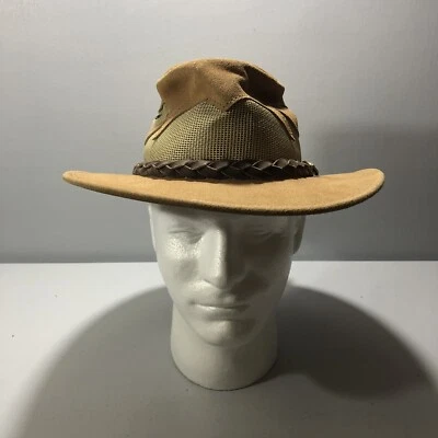 Sombrero Jacaru 1021 Australian Outback Malla y Gamuza Cuero Brillante Talla Pequeña Foto 1 de 4