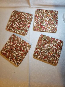 Juego de 4 protectores de mesa de goma corcho retro Coasters colorido blanco rojo naranja - Imagen 1 de 4